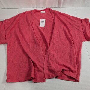 NWT J Jill short sleeve cardigan small linen blend pink